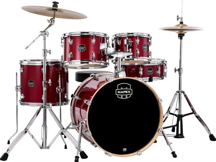  Mapex Venus 5-piece Fusion Complete Drum Set - Crimson Red Sparkle