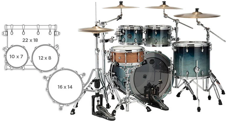  Mapex Saturn 4-piece Rock Shell Pack - Teal Blue Fade