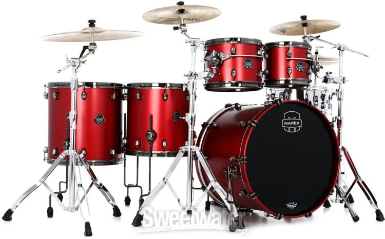  Mapex Saturn Evolution Workhorse 5-piece Shell Pack - Maple & Walnut - Tuscan Red