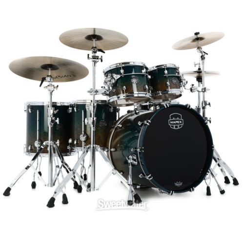  Mapex Saturn Evolution Workhorse 5-piece Shell Pack - Maple & Walnut, Exotic Aegean Fade