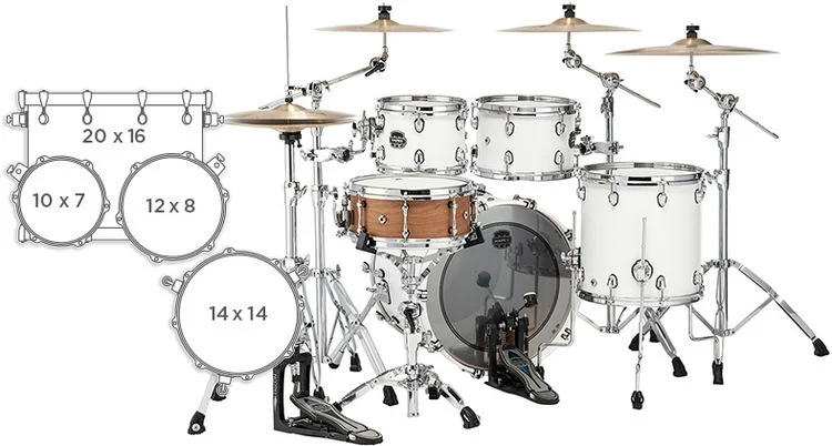  Mapex Saturn 4-piece Fusion Shell Pack - Satin White