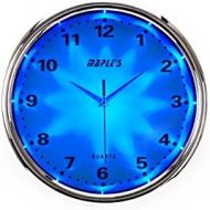 Maples Clock Blue LED Plastic Wall Clock, 12-Inch