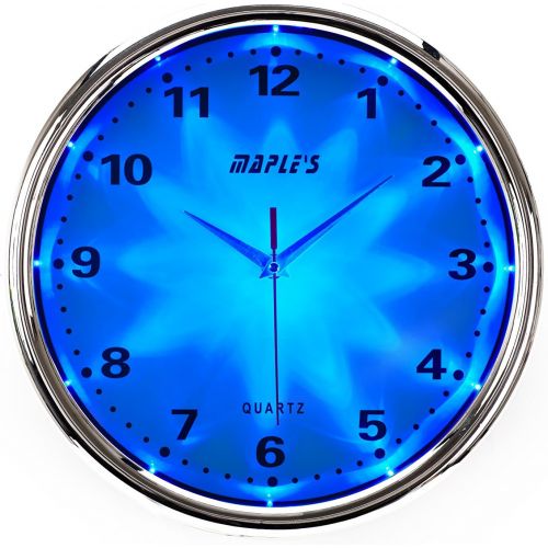  Maples Clock Blue LED Plastic Wall Clock, 12-Inch