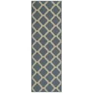 Maples Rugs Runner Rug - Eliza 2 x 6 Non Skid Hallway Entry Rugs Runners [Made in USA] for Kitchen and Entryway, Blue