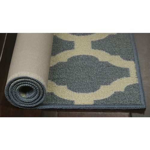 Maples Rugs Runner Rug - Eliza 2 x 6 Non Skid Hallway Entry Rugs Runners [Made in USA] for Kitchen and Entryway, Blue
