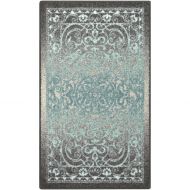 Maples Rugs Kitchen Rug - Pelham 26 x 310 Non Skid Small Accent Throw Rugs [Made in USA] for Entryway and Bedroom, Grey/Blue
