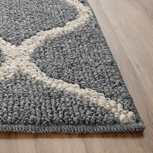  Maples Rugs Rebecca Contemporary Kitchen Rugs Non Skid Accent Area Carpet [Made in USA], 26 x 310, Grey/White