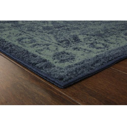  Maples Rugs Kitchen Rug - Georgina 2.5 x 4 Non Skid Small Accent Throw Rugs [Made in USA] for Entryway and Bedroom, 26 x 310, Navy Blue/Green