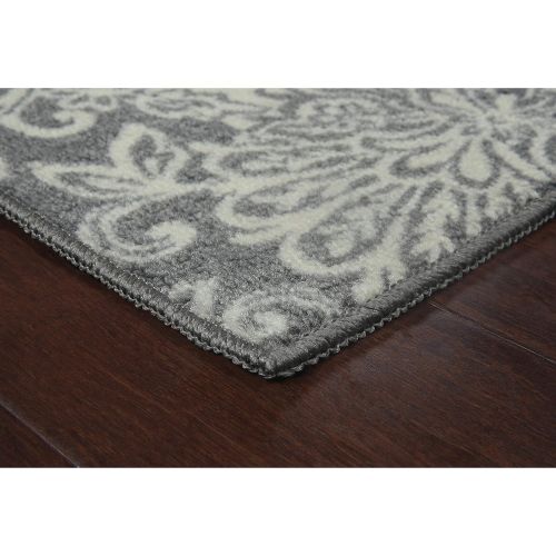  Maples Rugs Kitchen Rug - Adeline 18 x 210 Non Skid Washable Throw Rugs [Made in USA] for Entryway and Bedroom, Grey/Neutral