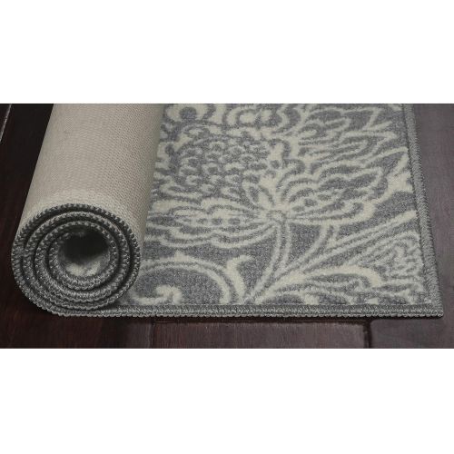  Maples Rugs Kitchen Rug - Adeline 18 x 210 Non Skid Washable Throw Rugs [Made in USA] for Entryway and Bedroom, Grey/Neutral