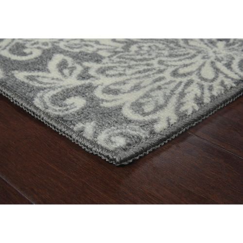  Maples Rugs Kitchen Rug - Adeline 26 x 310 Non Skid Washable Throw Rugs [Made in USA] for Entryway and Bedroom, Grey/Neutral