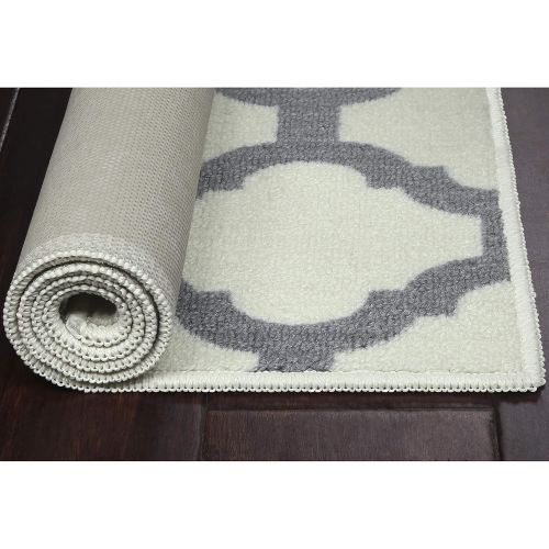  Maples Rugs Accent Rug - Eliza 26 x 310 Non Skid Hallway Entry Rugs Accents [Made in USA] for Kitchen and Entryway, Cream