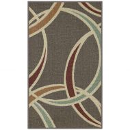 Maples Rugs Kitchen Rug - Circle 18 x 210 Non Skid Washable Throw Rugs [Made in USA] for Entryway and Bedroom, Grey Multi