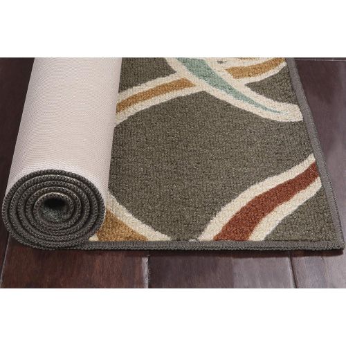 Maples Rugs Kitchen Rug - Circle 18 x 210 Non Skid Washable Throw Rugs [Made in USA] for Entryway and Bedroom, Grey Multi