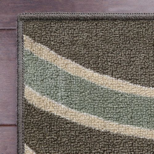  Maples Rugs Kitchen Rug - Circle 18 x 210 Non Skid Washable Throw Rugs [Made in USA] for Entryway and Bedroom, Grey Multi