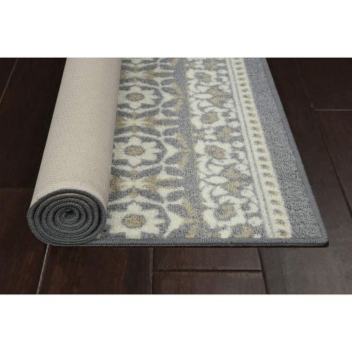  Maples Rugs Kitchen Rug - Zoe 18 x 210 Non Skid Washable Throw Rugs [Made in USA] for Entryway and Bedroom, Grey