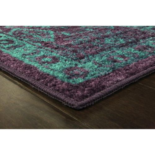  Maples Rugs Kitchen Rug - Georgina 2.5 x 4 Non Skid Small Accent Throw Rugs [Made in USA] for Entryway and Bedroom, 26 x 310, Wineberry/Teal