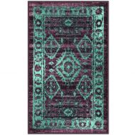 Maples Rugs Kitchen Rug - Georgina 18 x 210 Non Skid Small Accent Throw Rugs [Made in USA] for Entryway and Bedroom, Wineberry/Teal
