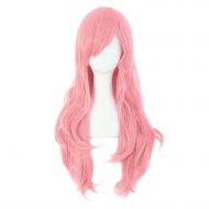 MapofBeauty 28 70cm Long Curly Hair Ends Costume Cosplay Wig (Pink)