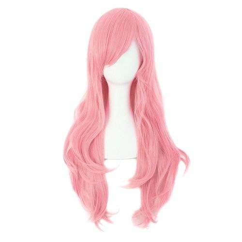  MapofBeauty 28 70cm Long Curly Hair Ends Costume Cosplay Wig (Pink)