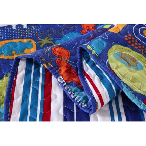  [아마존베스트]MarCielo 2 Piece Kids Bedspread Quilts Set Throw Blanket for Teens Boys Girls Bed Printed Bedding Coverlet, Twin Size, Dinosaur (Twin)