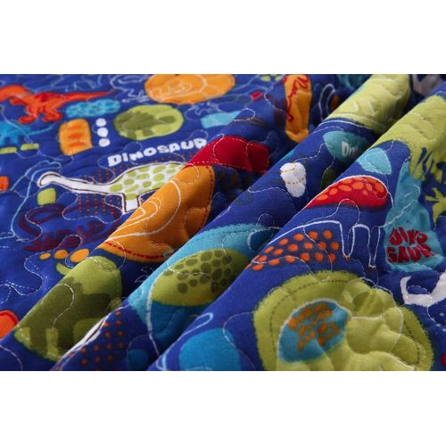  [아마존베스트]MarCielo 2 Piece Kids Bedspread Quilts Set Throw Blanket for Teens Boys Girls Bed Printed Bedding Coverlet, Twin Size, Dinosaur (Twin)