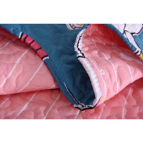  MarCielo 2 Piece Kids Quilt Set Lightweight Bedspread Throw Blanket for Teens Boys Girls Bed Printed Beach Sea Bedding Coverlet Comforter Set, 277 Fish (Twin(68X86))