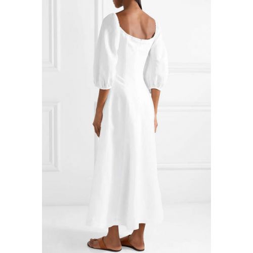  Mara Hoffman Mika Off-the-shoulder Tencel And Linen-blend Midi Dress - White