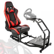 Marada Racing Sim Cockpit with Red Seat Suitable for PXN/Thrustmaster/Logitech G923 G920 T80 T150 T300RS,Steering Wheel Rig Stand,Not Include Wheel,Pedal & Shifter