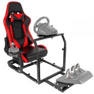 Marada Adjustable Racing Simulator Cockpit Frame Compatible with Logitech, Thrustmaster, PXN G25, G27, G29, G920, T500RS, T300RS with Red Seat Wheel Stand Shifter,Wheel and Pedals Not Included