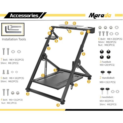  Marada Racing Wheel Stand X FRAME Racing Simulator Steering Wheel Stand Foldable & Tilt-Adjustable for G29 G920 T300RS T150 PS4 Xbox Wheel Pedals NOT Included