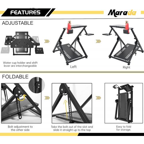  Marada Racing Wheel Stand X FRAME Racing Simulator Steering Wheel Stand Foldable & Tilt-Adjustable for G29 G920 T300RS T150 PS4 Xbox Wheel Pedals NOT Included