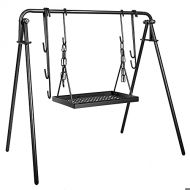 Marada 39 Swing Grill Campfire Cooking Stand BBQ Carbon Steel with Hooks for Campfire & Outdoor Picnic Cookware Party & Dutch Oven Adjustable Height Black