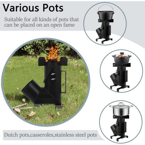  Marada Camping Rocket Stove with Handle Wood Burning Stove with Free Carrying Bag For Camping Gear & Survival Gear, Backyard Cooking, Camping Grill, Outdoor Events Rocket Stove (Ro
