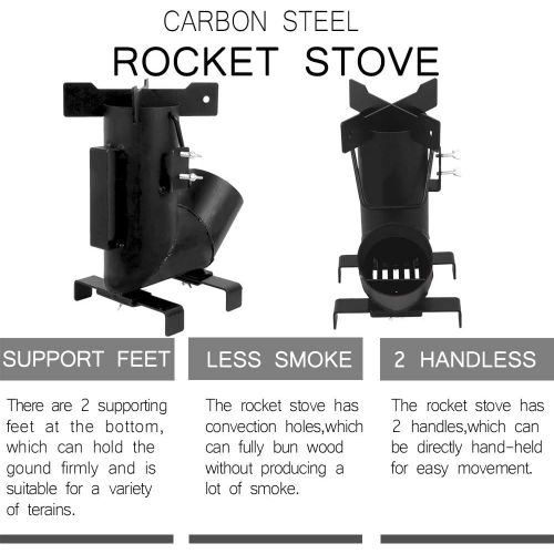  Marada Camping Rocket Stove with Handle Wood Burning Stove with Free Carrying Bag For Camping Gear & Survival Gear, Backyard Cooking, Camping Grill, Outdoor Events Rocket Stove (Ro