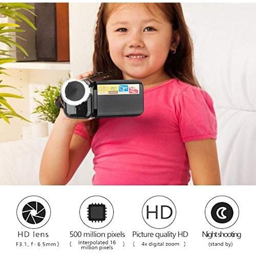  [아마존베스트]Maranon Video Camera Camcorder 2 Inch TFT LCD Sceen Vlogging Camera Recorder HD Digital 16X Zoom Camcorder with Micro USB for Children Gift (Black)