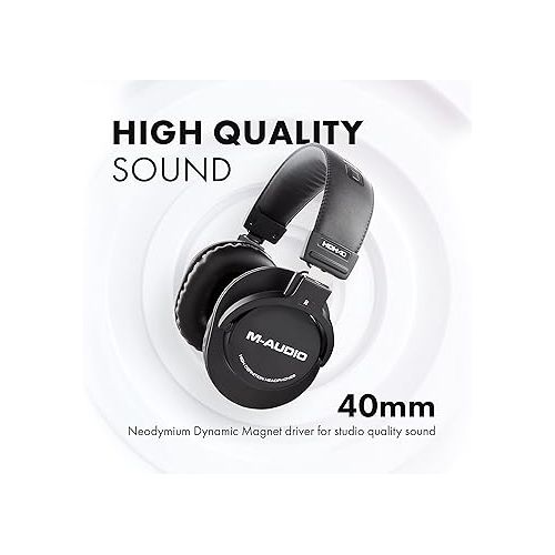 마란츠 Marantz Professional MPM-1000 - Studio Recording XLR Condenser Microphone & M-Audio HDH40 - Over Ear Studio Headphones with Closed Back Design, Flexible Headband and 2.7m Cable