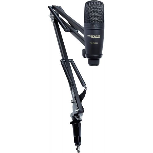 마란츠 Marantz Professional Marantz Pro Complete Podcast Kit - USB Condenser Studio Microphone, Audio Interface, Fully-Adjustable Broadcast Stand and USB Cable - Pod Pack 1