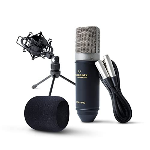 마란츠 Marantz Professional Marantz Pro MPM1000 - Studio Recording Condenser Microphone with Shockmount, Desktop Stand and Cable  Perfect for Podcasting and Voiceover Projects