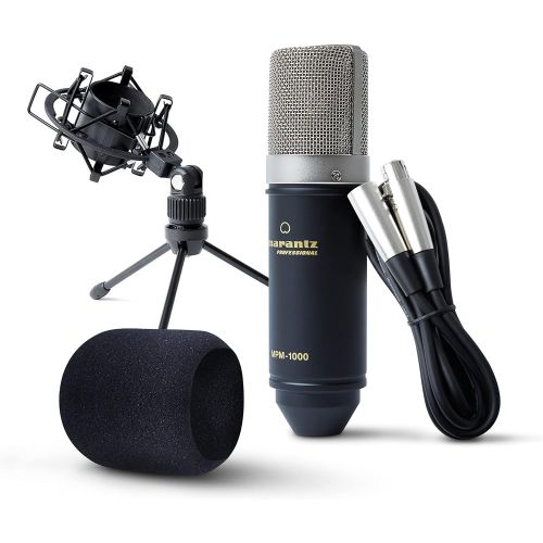 마란츠 Marantz Professional Marantz Pro MPM1000 - Studio Recording Condenser Microphone with Shockmount, Desktop Stand and Cable  Perfect for Podcasting and Voiceover Projects