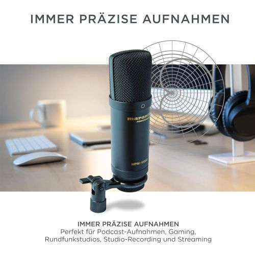 마란츠 [아마존베스트]Marantz Professional MPM-1000U - Large Diaphragm USB Condenser Microphone with Cardioid Pattern for Podcasting and Studio Recording, Twitch, Gaming incl. USB Cable and Mic Clip