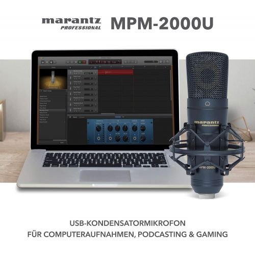 마란츠 [아마존베스트]Marantz Professional MPM-2000U - Large diaphragm USB condenser microphone in studio quality for recording, podcast, twitch, YouTube, vocals, acoustic instruments, including shockmo