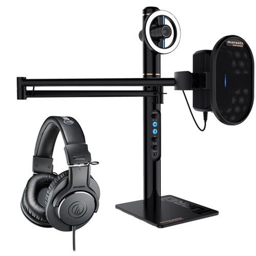 마란츠 Marantz Professional Turret Broadcaster Video-Streaming System with ATH-M20X Monitor Headphones (Black)