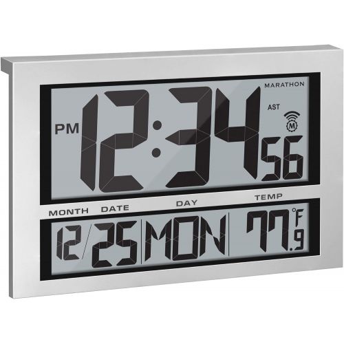  Marathon CL030025 Commercial Grade Jumbo Atomic Wall Clock with 6 Time Zones, Indoor Temperature & Date