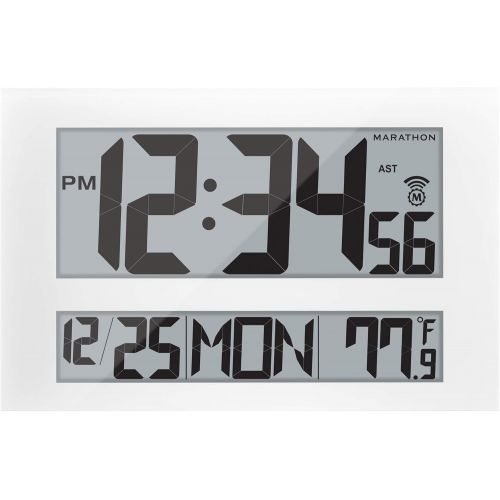  Marathon CL030025 Commercial Grade Jumbo Atomic Wall Clock with 6 Time Zones, Indoor Temperature & Date