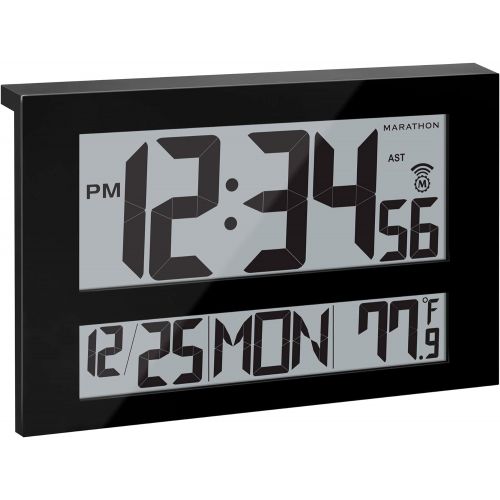  Marathon CL030025 Commercial Grade Jumbo Atomic Wall Clock with 6 Time Zones, Indoor Temperature & Date