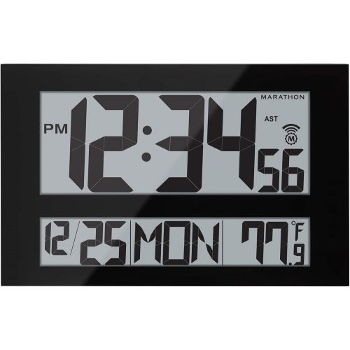  Marathon CL030025 Commercial Grade Jumbo Atomic Wall Clock with 6 Time Zones, Indoor Temperature & Date