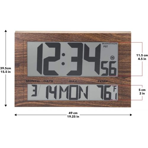  Marathon CL030025 Commercial Grade Jumbo Atomic Wall Clock with 6 Time Zones, Indoor Temperature & Date