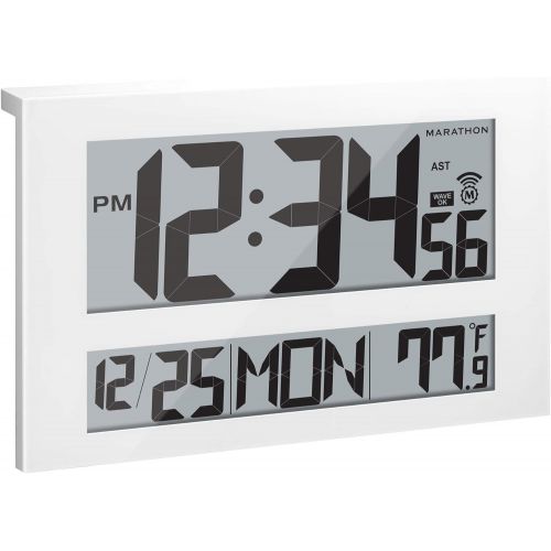  Marathon CL030025 Commercial Grade Jumbo Atomic Wall Clock with 6 Time Zones, Indoor Temperature & Date