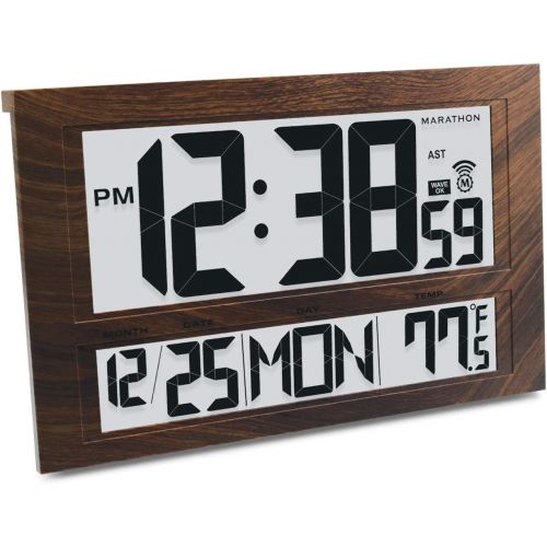  Marathon CL030025 Commercial Grade Jumbo Atomic Wall Clock with 6 Time Zones, Indoor Temperature & Date